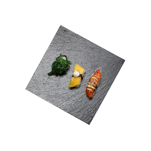 岩石头平板盘黑色圆方西餐厅日式寿司甜点菜品展示盘鱼生配料盘子