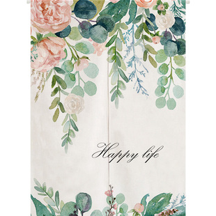 欧式门帘隔断帘布艺小清新卧室厨房防油烟家用粘贴网红免打孔半帘