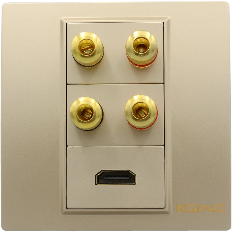 香槟金86型双音箱HDMI高清插座金色2.0HDMI电视+四头音响音频面板