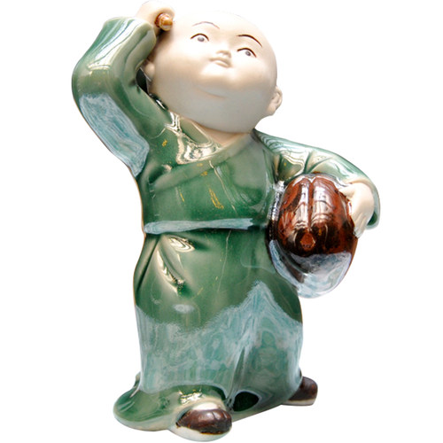 和尚可爱摆件岭南创意中式禅意彩绘装饰品桌面陶土手工艺手信礼品