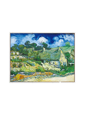 梵高山脚下的茅屋客厅田园名画