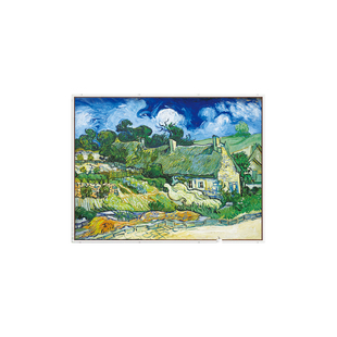 装饰画有框画油画世界名画复制品客厅田园风景 梵高山脚下的茅屋