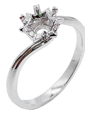 固定圈口扭臂雪花莫桑925银钻戒