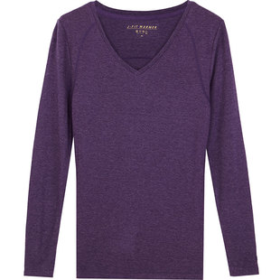 香港鸡仔唛秋冬色拉姆发热纤维女厚款V领修身打底衫保暖上衣内衣