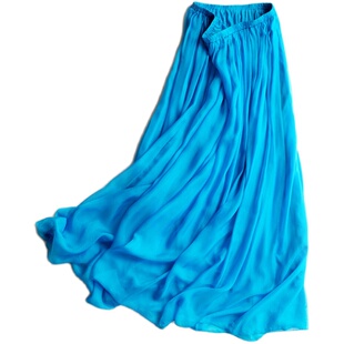 宜黛公主正品半身裙松紧腰半裙桑蚕丝长款裙子真丝长裙仙女裙