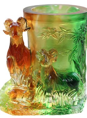 琉璃三阳开泰商务礼品摆件送客户