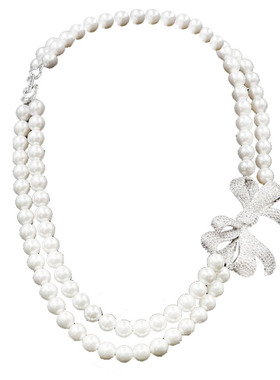 蝴蝶结明星同款高档款珍珠项链