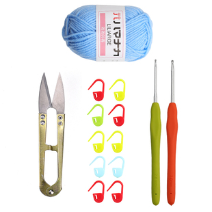 手工编织DIY新手入门材料包实心软柄勾针毛线钩针工具套装送教程