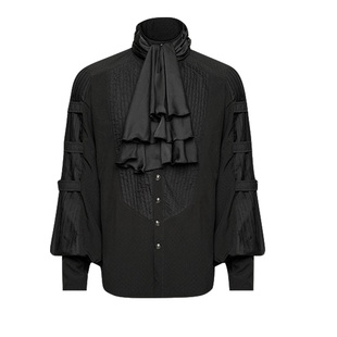 *英伦绅士哥特风带领花衬衫 中世纪维多利亚古欧洲复宫廷男装