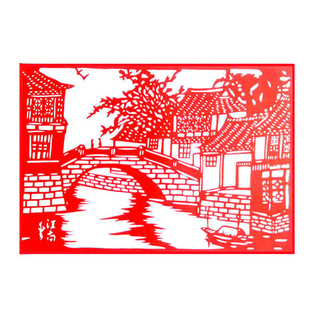 江南风景剪纸窗花特色手工艺品家居装饰画剪纸画中国风美丽乡村