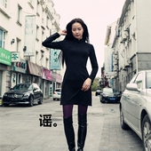 孤鹿 黑色罗马布短旗袍 此岸歌声 原创设计店