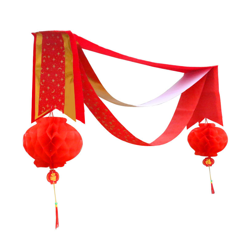 圣诞波浪旗装饰吊旗彩带店铺商场酒店节日场景布置吊顶挂旗灯笼