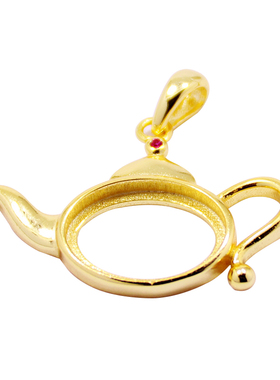 S925纯银吊坠空托女款玉石镶嵌托