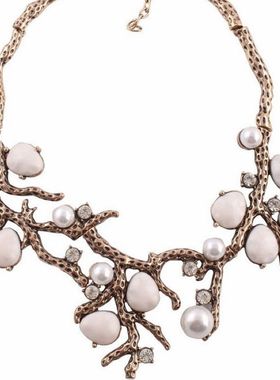 欧美大牌复古树枝珍珠女珍珠贝壳