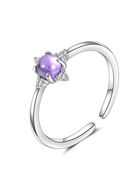 迷你水晶球开口戒指女简约闺蜜