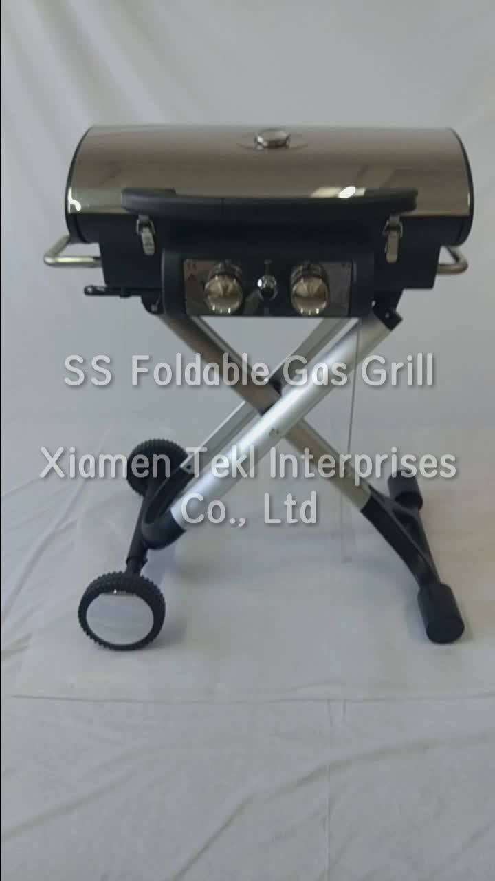 Camping Outdoor Kitchen Portable Folding Trolley Cast Iron Propane Bbq