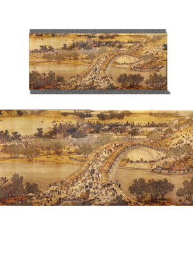 清明上河图丝绸画古字画装饰挂画横幅山水画办公高清客厅卷轴礼品