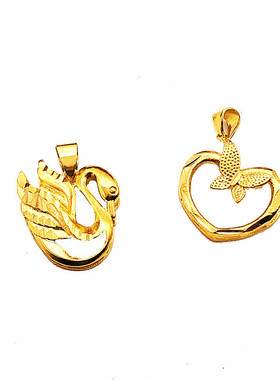 新款沙金琵琶花朵蝴蝶吊坠项链