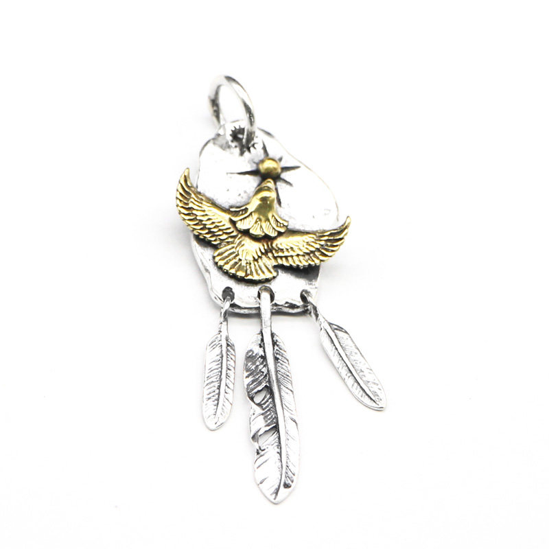 秋冬925纯银复古泰银飞鹰吊坠diy高桥将军牌配饰潮搭配毛衣链男女