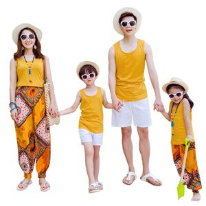 2019亲子装夏一家三四口海边度假波西米亚沙滩裙父子母女洋气套装