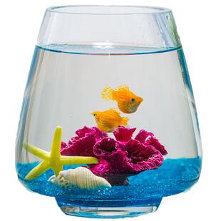 创意玻璃鱼缸水族箱斗鱼缸桌面客厅生态小型金鱼缸办公室水培绿萝
