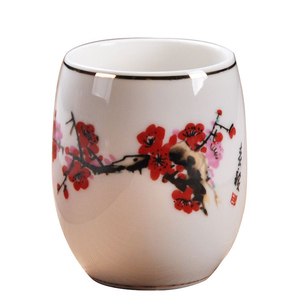 白瓷功夫茶具大号茶杯陶瓷日式品茗杯子斗笠青瓷喝水杯脂白单杯