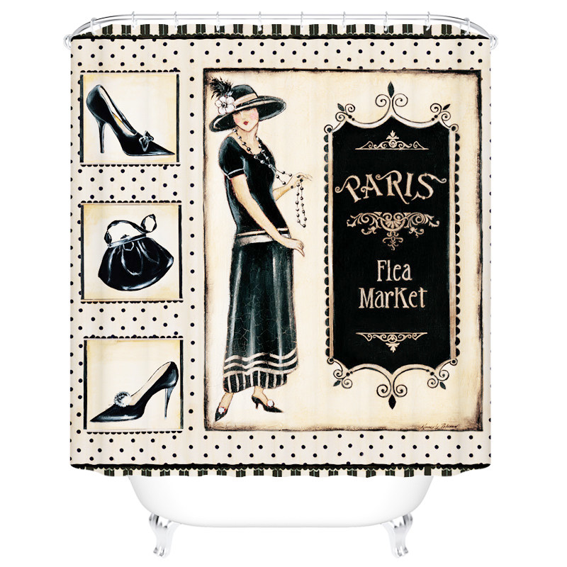 复古女郎个性定制浴室卫生间防水浴帘加厚试衣间衣帽间隔断窗帘子