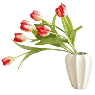 晶华造花郁金香单枝仿真花花瓶假花绢花客厅餐厅卧室家居花艺套装