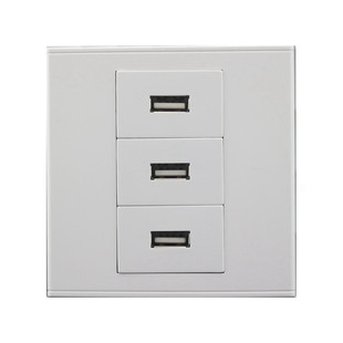 直插式86型三位USB插座面板 三口USB数据插座 2.0USB接口插座面板