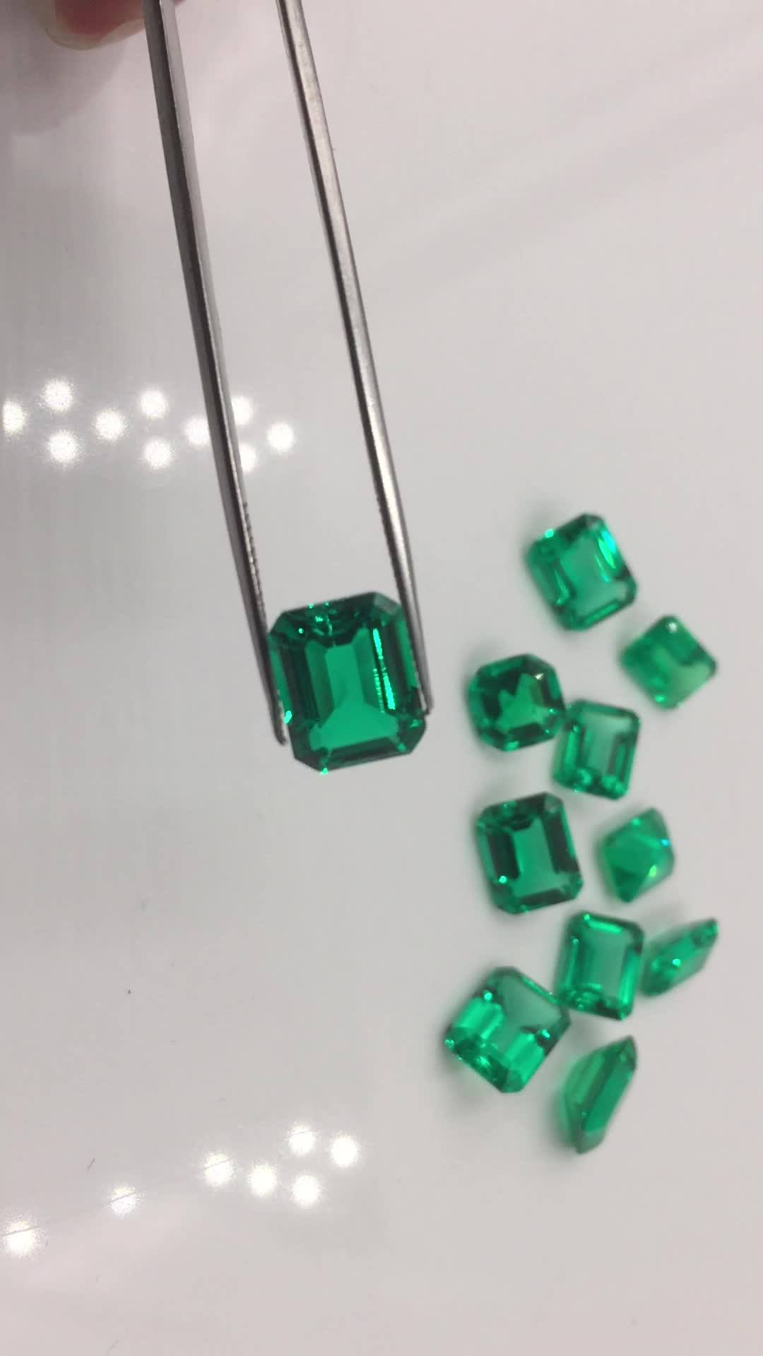 Wholesale Synthetic Emerald Gemstone Material Emerald Cut 10*8mm