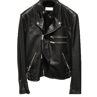 18秋冬SLP风格进口牛皮独特设计经典男士立领机车服皮衣夹克外套