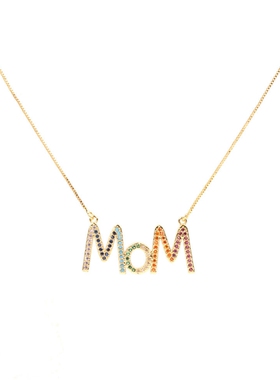 欧美镶钻项链不掉色宝石礼物吊坠