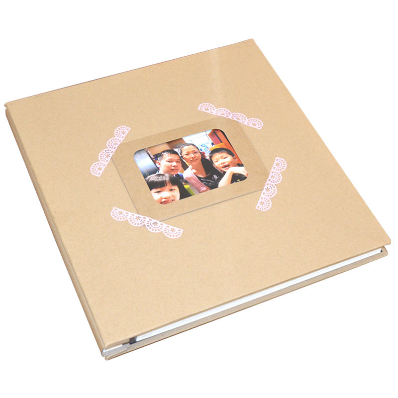 牛皮纸成长宝宝diy相册纪念覆膜式影集家庭5/6/12寸70面粘贴相薄