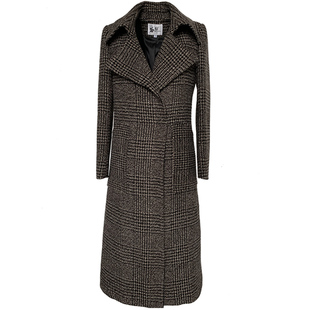 格子大衣女新款2024流行修身通勤简约保暖毛呢外套女冬白领中长款