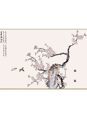 新中式屏风纱画半透明乔其纱隔断