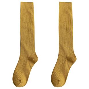 长袜女棉袜春秋冬季jk高筒日系双针小腿袜女款中筒ins潮长筒袜子