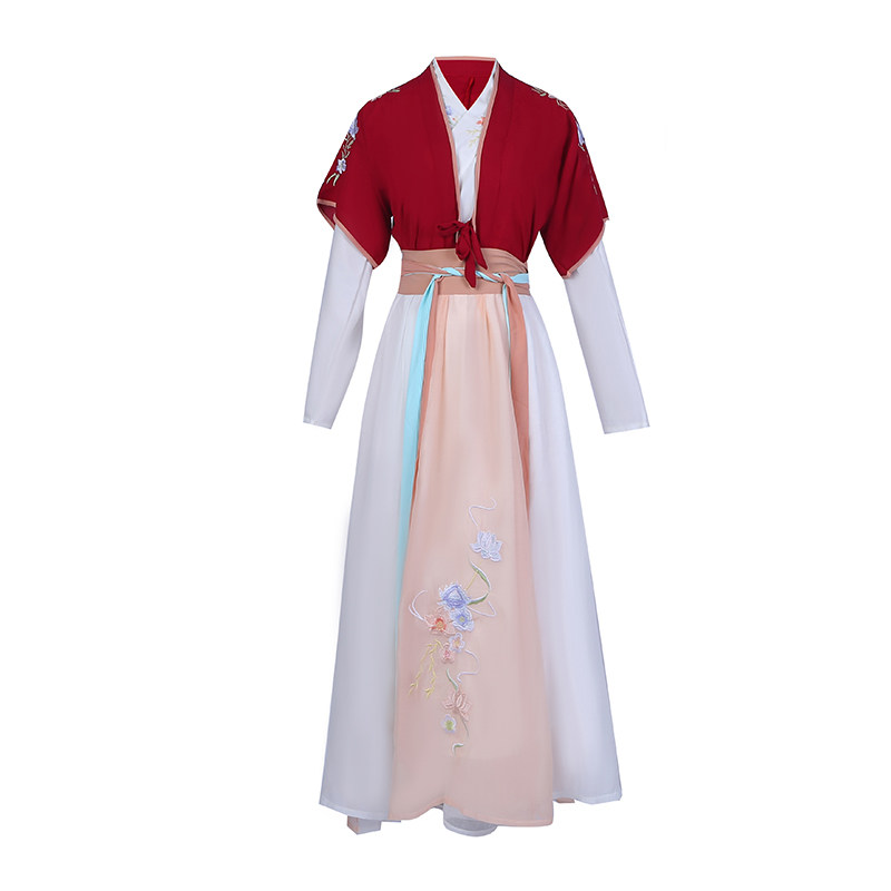 汉服女古风日常飘逸中国风改良汉元素樱花超仙女齐腰清新汉服套装