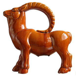 陶瓷羊摆件唐三彩羚羊生肖羊工艺品家居桌面摆设三阳开泰开业礼品