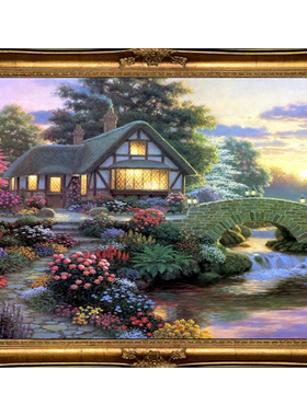 欧式手绘油画托马斯花园风景客厅玄关美式简约餐厅装饰画挂画壁画