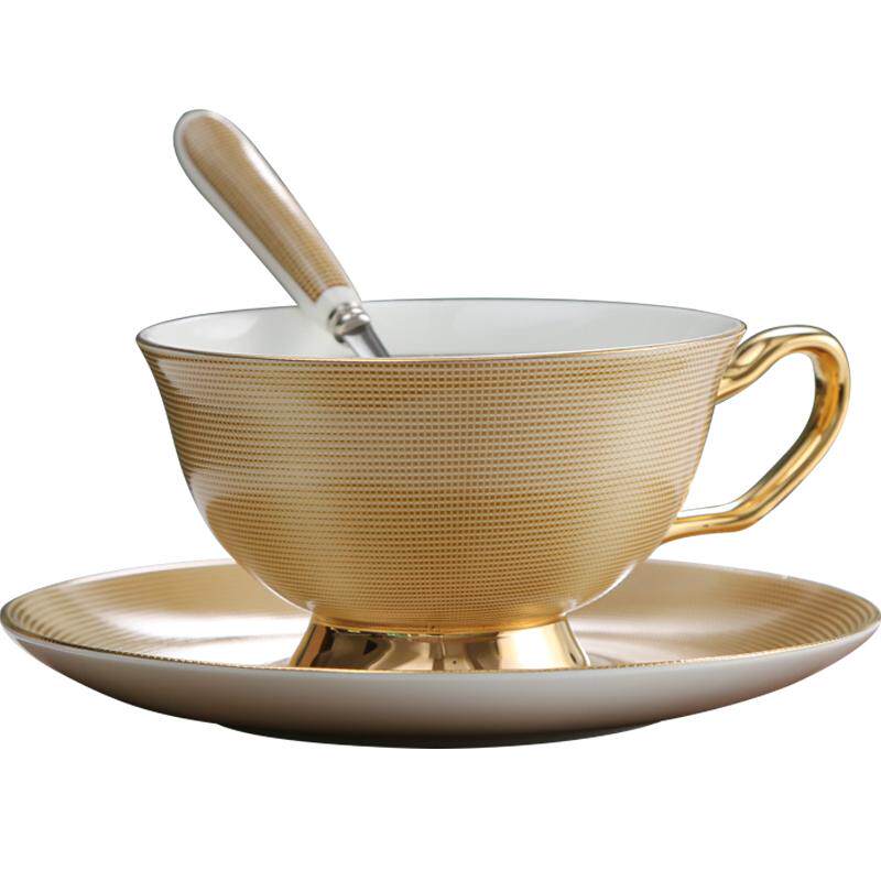 土豪金高档欧式骨瓷具带咖啡杯