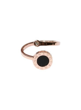 梓琦韩潮黑圆玫瑰金戒指环闺蜜