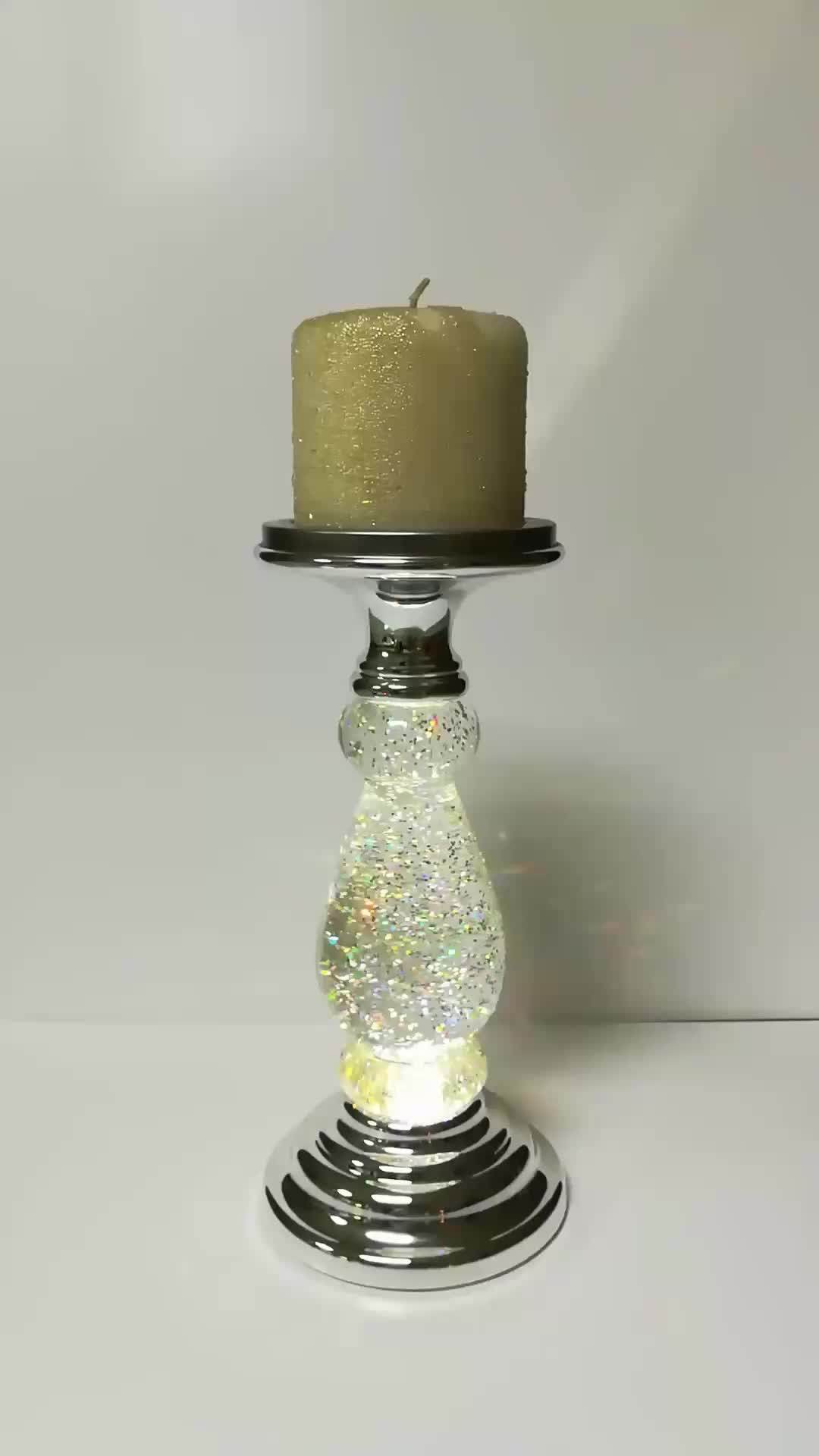 Battery Led Light Dinner Decoration Swirling Glitter Candle Holder
