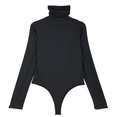 欧美基础款高领纯色紧身连体上衣