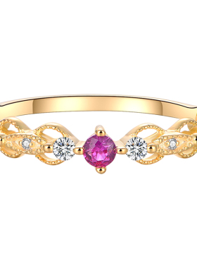 双层红宝石戒指女925小众设计