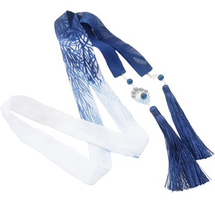 花记古风古装汉配饰素雅印花雪纺手作发带飘带超仙长发饰腰带丝带