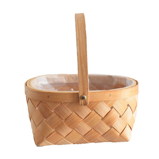 藤编花盆手提篮子编织篮花盆装饰篮子伴手礼花篮野餐编织花框花篮