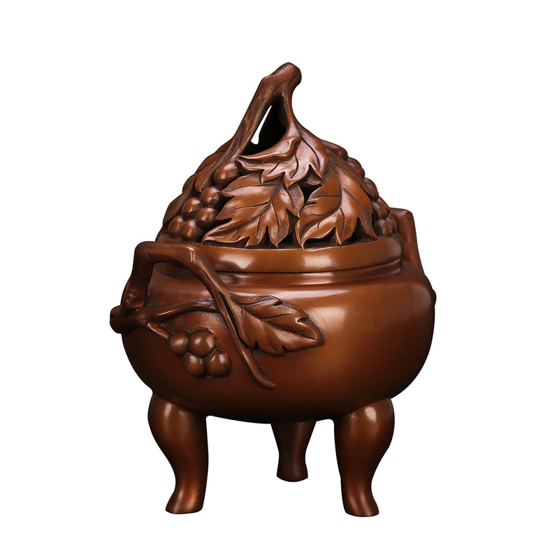 纯紫铜佛堂供奉葡萄香炉
