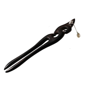 幽篁里  文艺及笄礼物古风黑檀木簪子镶银珍珠步摇发钗双股发簪