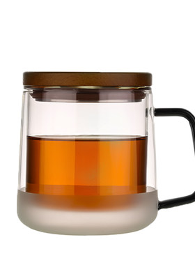 英国ORTOR玻璃杯马克茶杯实木盖