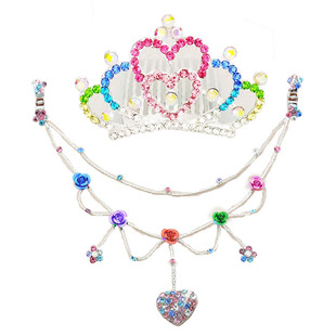 儿童皇冠头饰公主生日礼物韩式女童王冠套宝宝闪亮水钻演出额头链